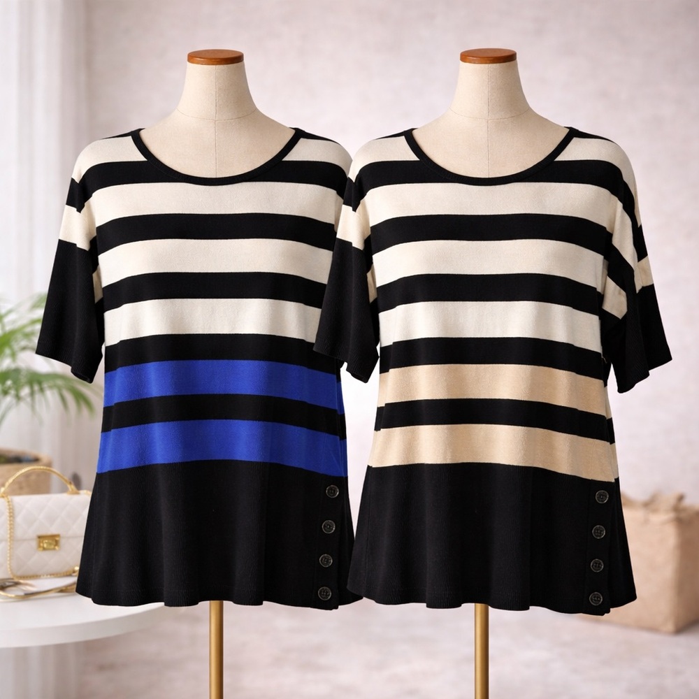 Cable & Gauge Striped Blouse Bundle